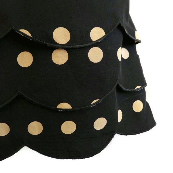 Floreat Skirt SiLK CoTToN Tiered Scalloped Layers Hem Polka Dot Cotton Zip Lined - Picture 2 of 10